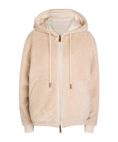 Moncler Reversible Hooded Fleece And Shell Cardigan In Neutral