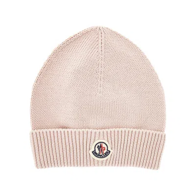 Moncler Rganic Cotton Beanie Hat Kids In Pink