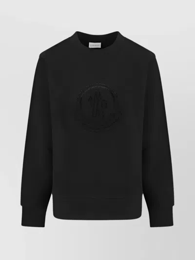 MONCLER RHINESTONE-EMBELLISHED COTTON SWEATSHIRT WITH RIBBED FINISH