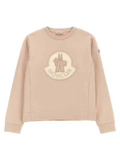 Moncler Kids' Rhinestone Logo Sweatshirt In Pink