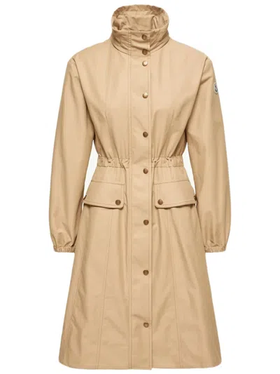 Moncler Rhododendron Long Parka With Hood In Neutral