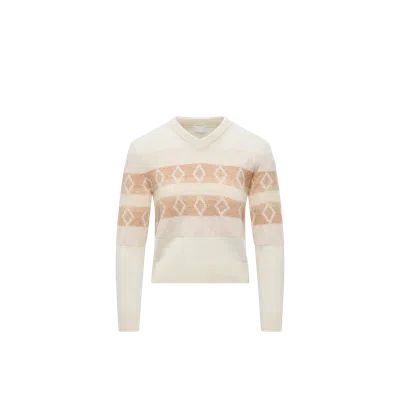 Moncler Rhombus Pattern Wool V-neck Sweater, Women, Multicolour, Size: S