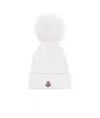 Moncler Ribbed Wool Beanie With Faux Fur Pom In White