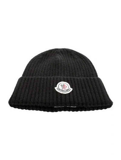 Pre-owned Moncler Rib Knit Beanie In Black