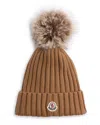 Moncler Wool Beanie Featuring Pom-pom Detail In Brown
