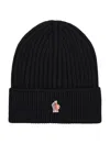 Moncler Black Logo Beanie Hat In Black