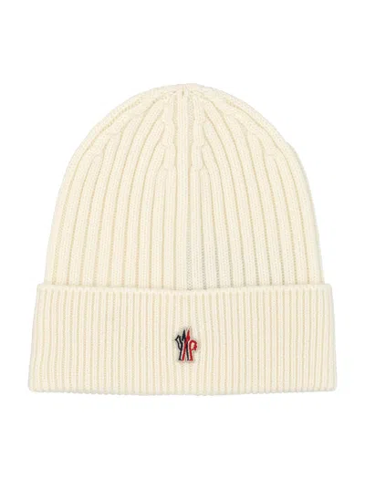 Moncler Rib Knit Wool Beanie  Grenoble In Neutral