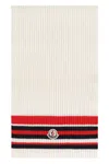 Moncler Ribbed Striped Wool Cashmere Scarf In White