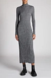 Moncler Ribbed-knit Virgin Wool Maxi Dress In Light Grey