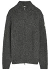 Moncler Ribbed Alpaca-blend Cardigan In Gray