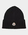 Moncler Ribbed Beanie In Black