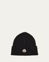 Moncler Ribbed Beanie In Black