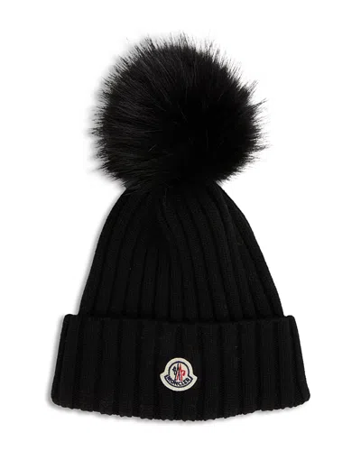 Moncler Ribbed Beanie In Black