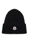 Moncler Ribbed-knit Virgin Wool Beanie In Black