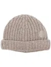 Moncler Taupe Wool Beanie In Neutrals