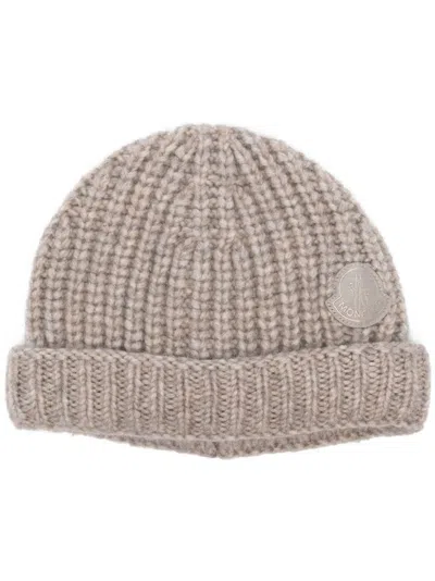 Moncler Taupe Wool Beanie In 061
