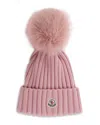 Moncler Ribbed Beanie In Pink