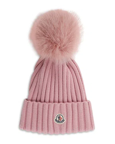 Moncler Ribbed Beanie In Pink