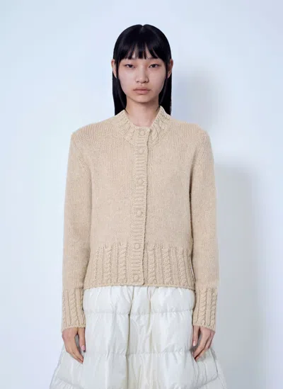 Moncler Ribbed Cardigan In Light Beige