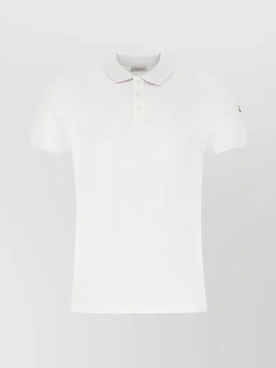 Moncler Ribbed Collar Short Sleeves Polo Shirt In White