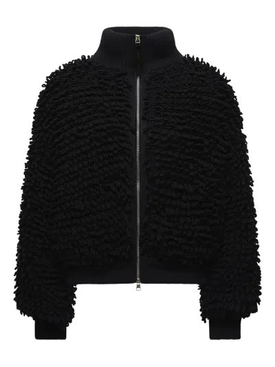 MONCLER RIBBED-COLLAR ZIP CARDIGAN