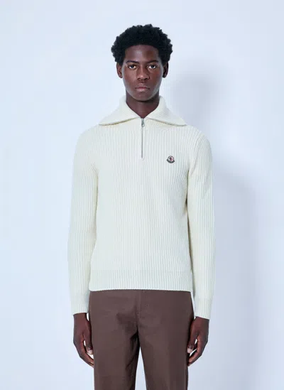 Moncler Ribbed Cotton Sweater In Metallic