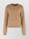 Moncler Ribbed Crew-neck Cotton Knit Sweater In Burgundy