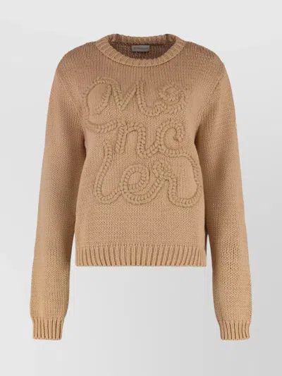 MONCLER RIBBED CREW-NECK COTTON KNIT SWEATER