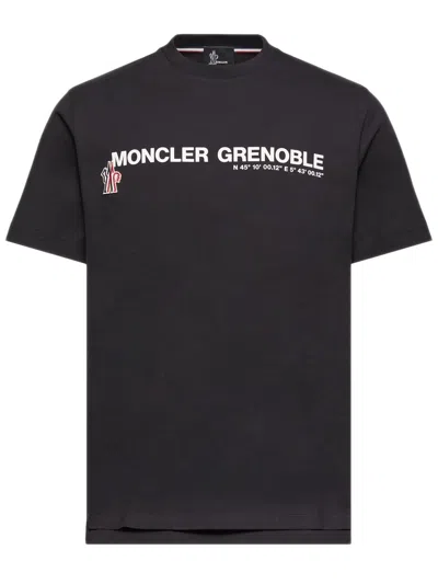 Moncler Ribbed Crew Neck Short-sleeve T-shirt With Logo Details In Neutral