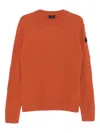 Moncler Ribbed Crew-neck Sweater In Orange