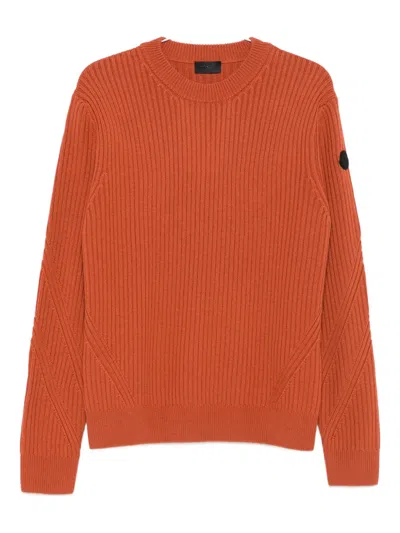 Moncler Ribbed Crew-neck Sweater In Orange