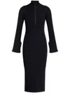 Moncler Half-zip Knit Crepe Midi Dress In Black
