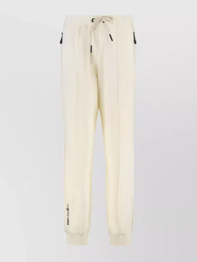 MONCLER RIBBED ELASTIC ANKLE CUFFS COTTON BLEND TROUSERS