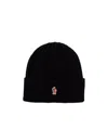 Moncler Ribbed Turn-up Beanie Hat In Wool In Black