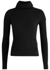 Moncler Wool-blend Ribbed Hooded Sweater In Black