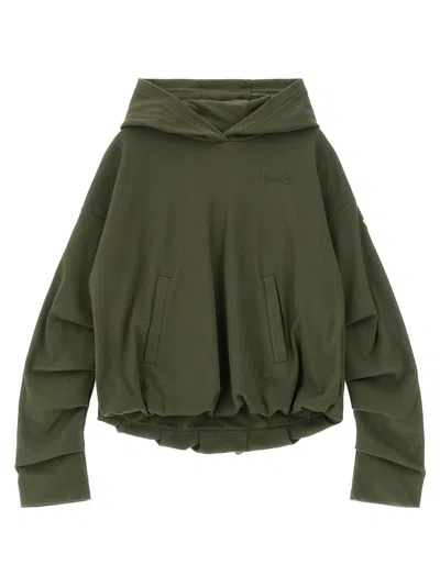 Moncler Kids' Ribbed Hoodie In Green