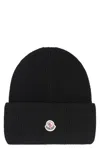 Moncler Beanie With Logo Patch In Black