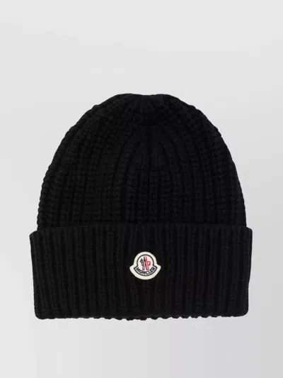 MONCLER RIBBED KNIT BEANIE HAT