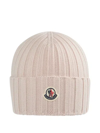 Moncler Ribbed-knit Beanie In Pink