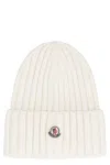 Moncler Ribbed Knit Beanie In White