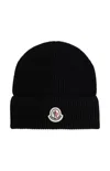 Moncler Ribbed Knit Beanie With Folded Cuff In Black