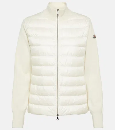 Moncler Ribbed Quilted Hooded Wool-trimmed Shell Down Jacket In White