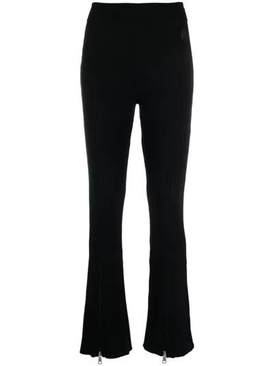 Moncler Knitwear Bottoms With Zipper Split Hem In Black