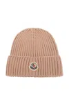 Moncler Ribbed Knit Hat In Brown