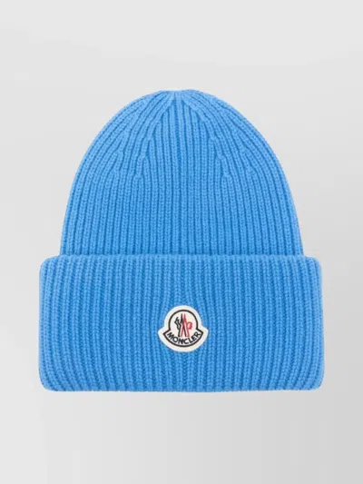 MONCLER RIBBED KNIT HAT TURN-UP BRIM