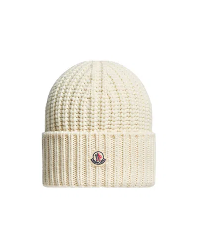 Moncler Ribbed Knit Hat In White