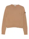 Moncler Ribbed-knit Jumper In Brown