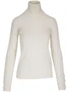 Moncler Virgin Wool Blend Turtleneck Sweater In Weiss