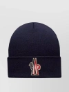 MONCLER RIBBED KNIT LOGO CUFFED BEANIE