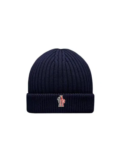 Moncler Ribbed-knit Logo-patch Beanie Hat In Black